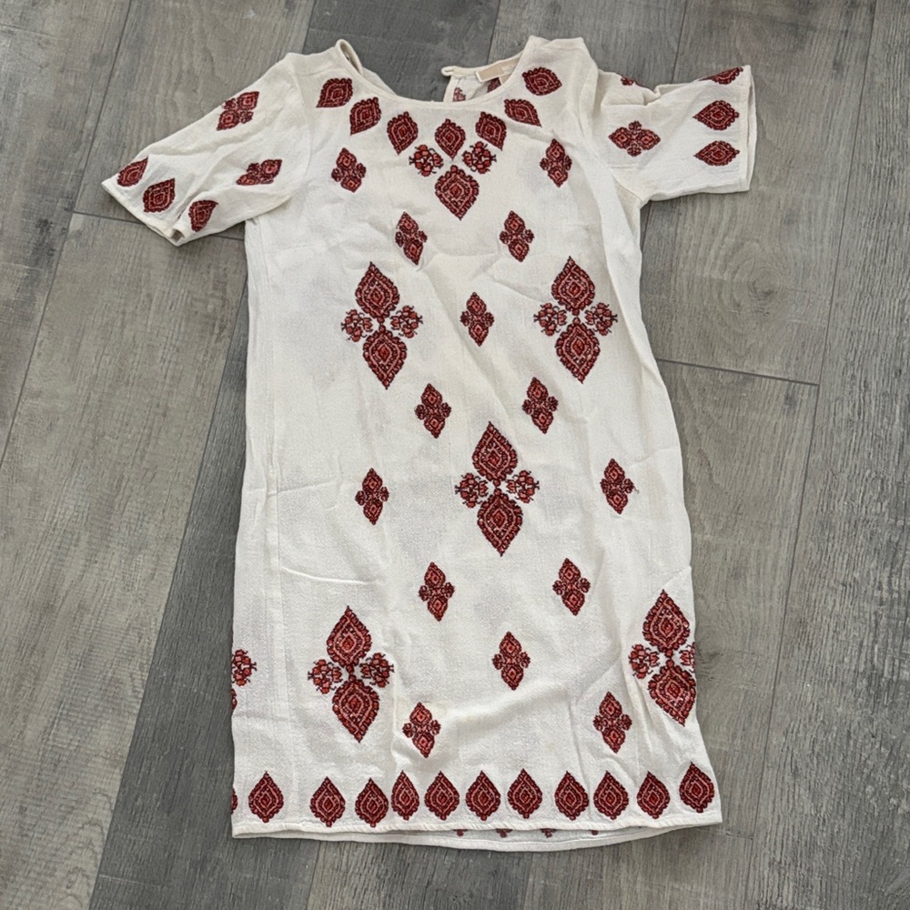 Michael Kors White Dress with Red Pattern
